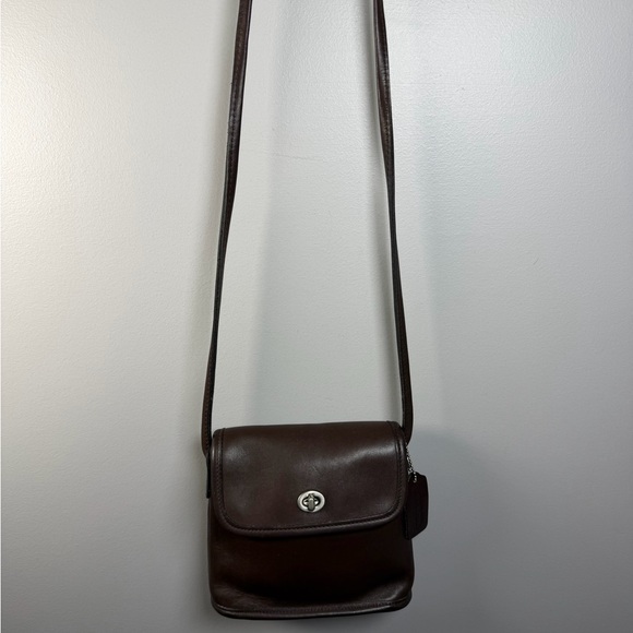 Coach Tango Flap Dark Brown Leather Crossbody Bag Hangtag Silver Hardware 1998 - Picture 2 of 16